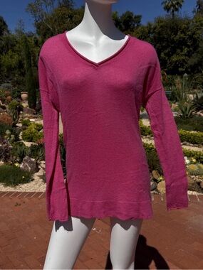 Pink V-Neck Lightweight Sweater